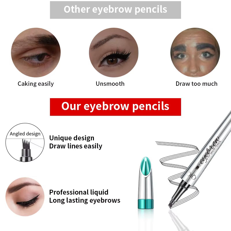 BrowSculpt 4D Microblading Eyebrow Pen – Waterproof, Long-Lasting Four-Claw Pencil for Natural, Hair-Like Strokes